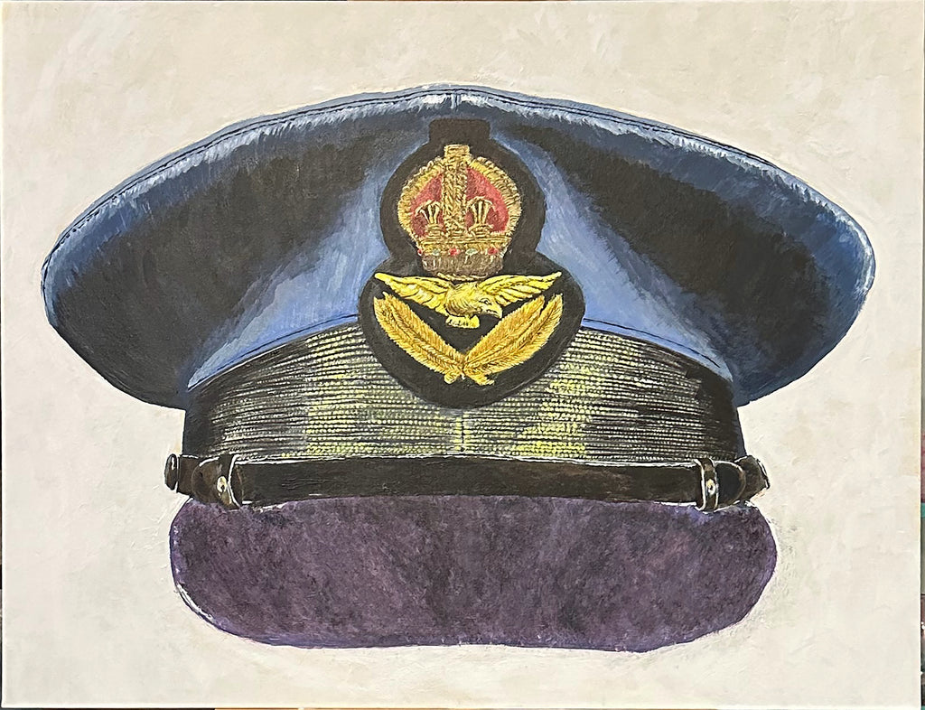Painting, Royal Air Force, RAF, Ordinary Airman Visor Cap WW2. 22"x28"x1/2" acrylic on canvas.