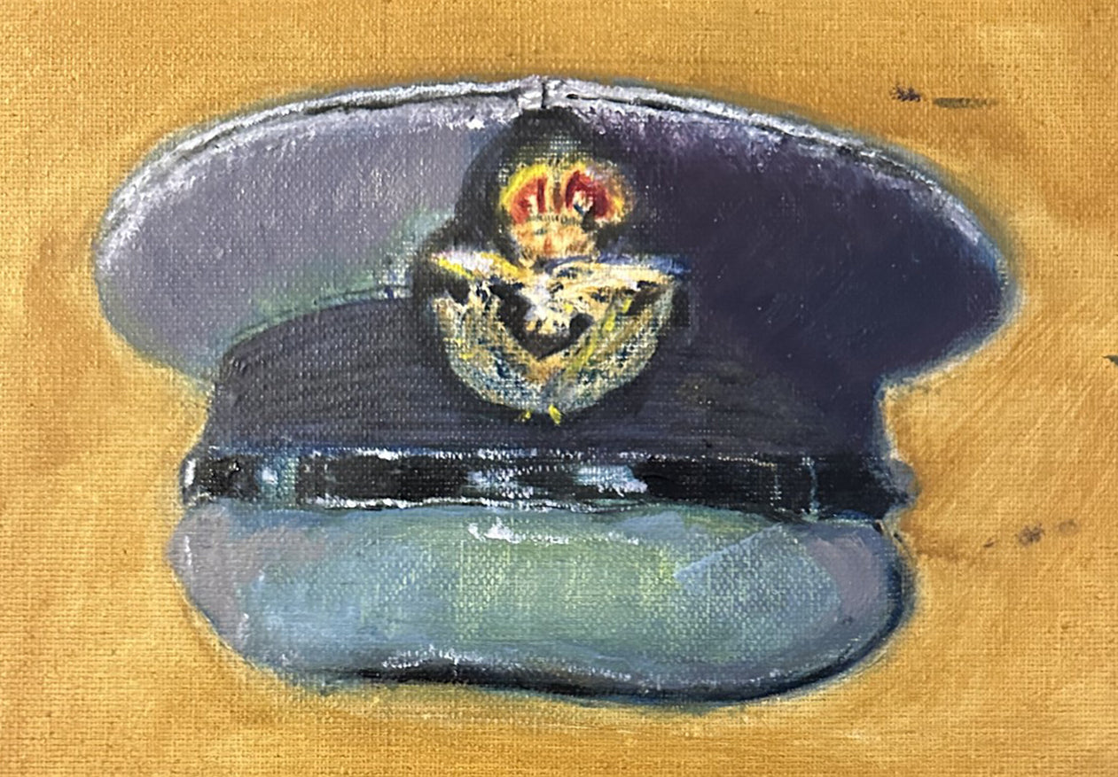 Painting, Royal Air Force, RAF, Ordinary Airman Visor Cap WW2. 22"x28"x1/2" acrylic on canvas.