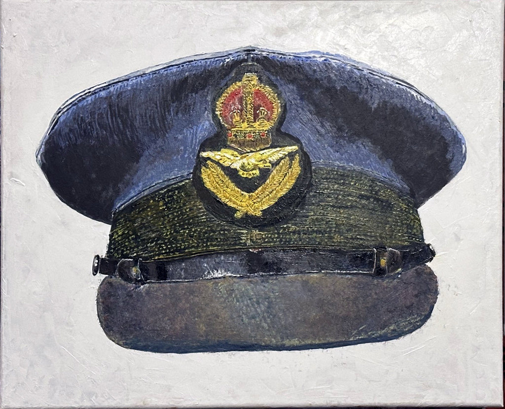 Painting, Royal Air Force, RAF, Ordinary Airman Visor Cap WW2. 22"x28"x1/2" acrylic on canvas.