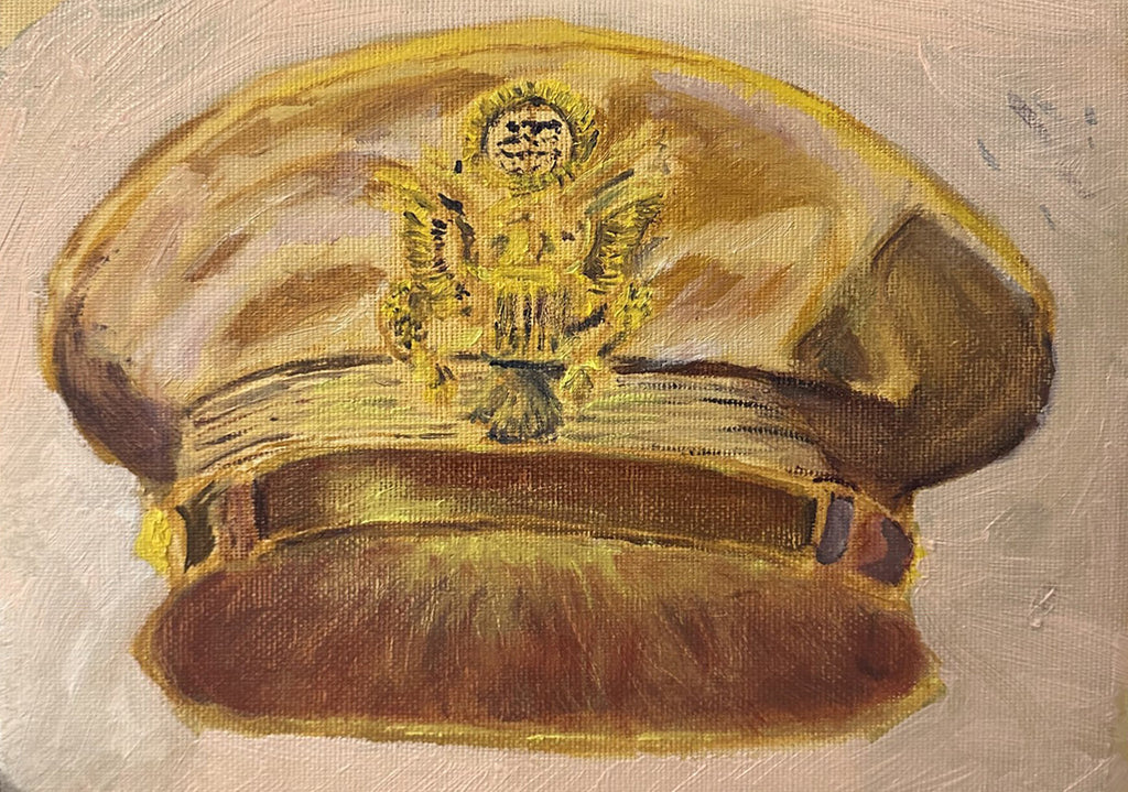 Painting, Royal Air Force, RAF, Ordinary Airman Visor Cap WW2. 22"x28"x1/2" acrylic on canvas.