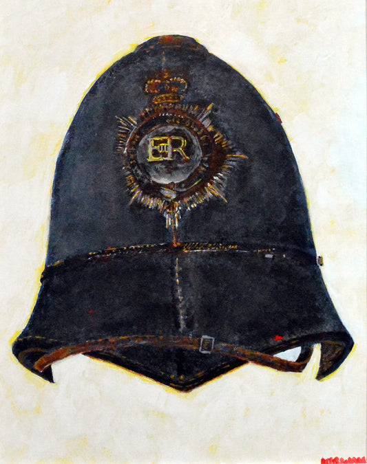 Hertfordshire Police Helmet "Dark Version," Great Britain. Art Print