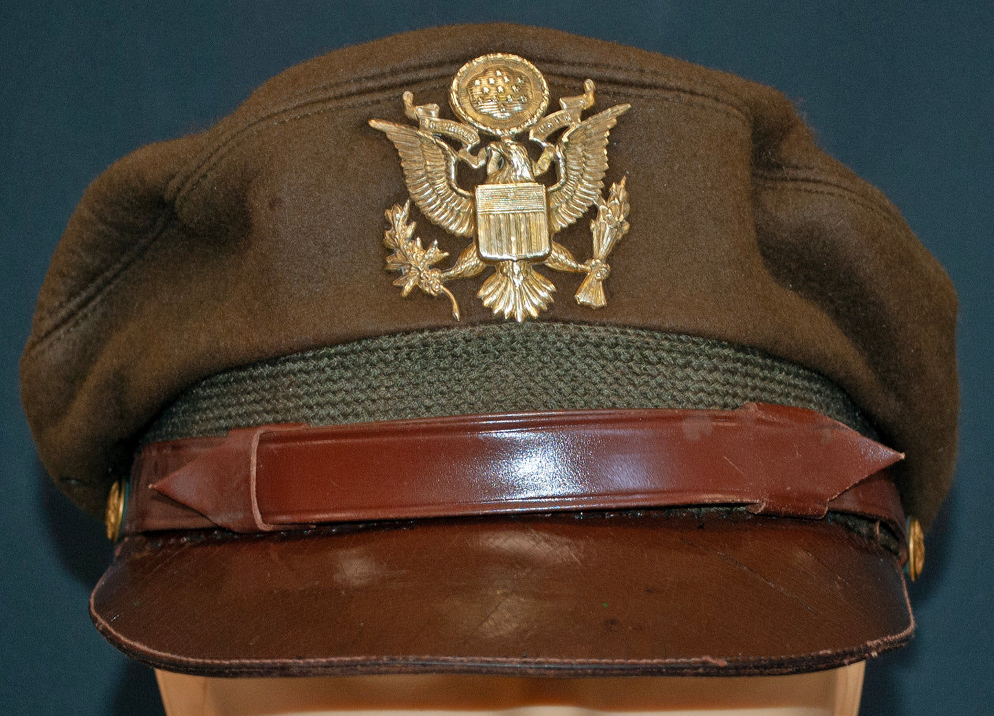 US Army Air Force, USAAF Crusher Pilot Officer WW2 Visor Cap 10"x8" Archival Paper, Original Photograph, unframed.
