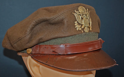 US Army Air Force, USAAF Crusher Pilot Officer WW2 Visor Cap 10"x8" Archival Paper, Original Photograph, unframed.