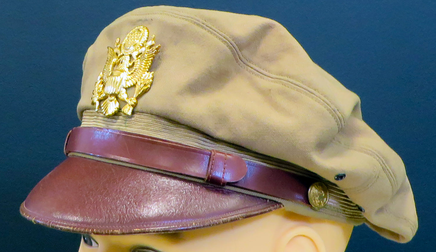 US Army Air Force, USAAF Crusher Pilot Officer WW2 Visor Cap 10"x8" Archival Paper, Original Photograph, unframed.