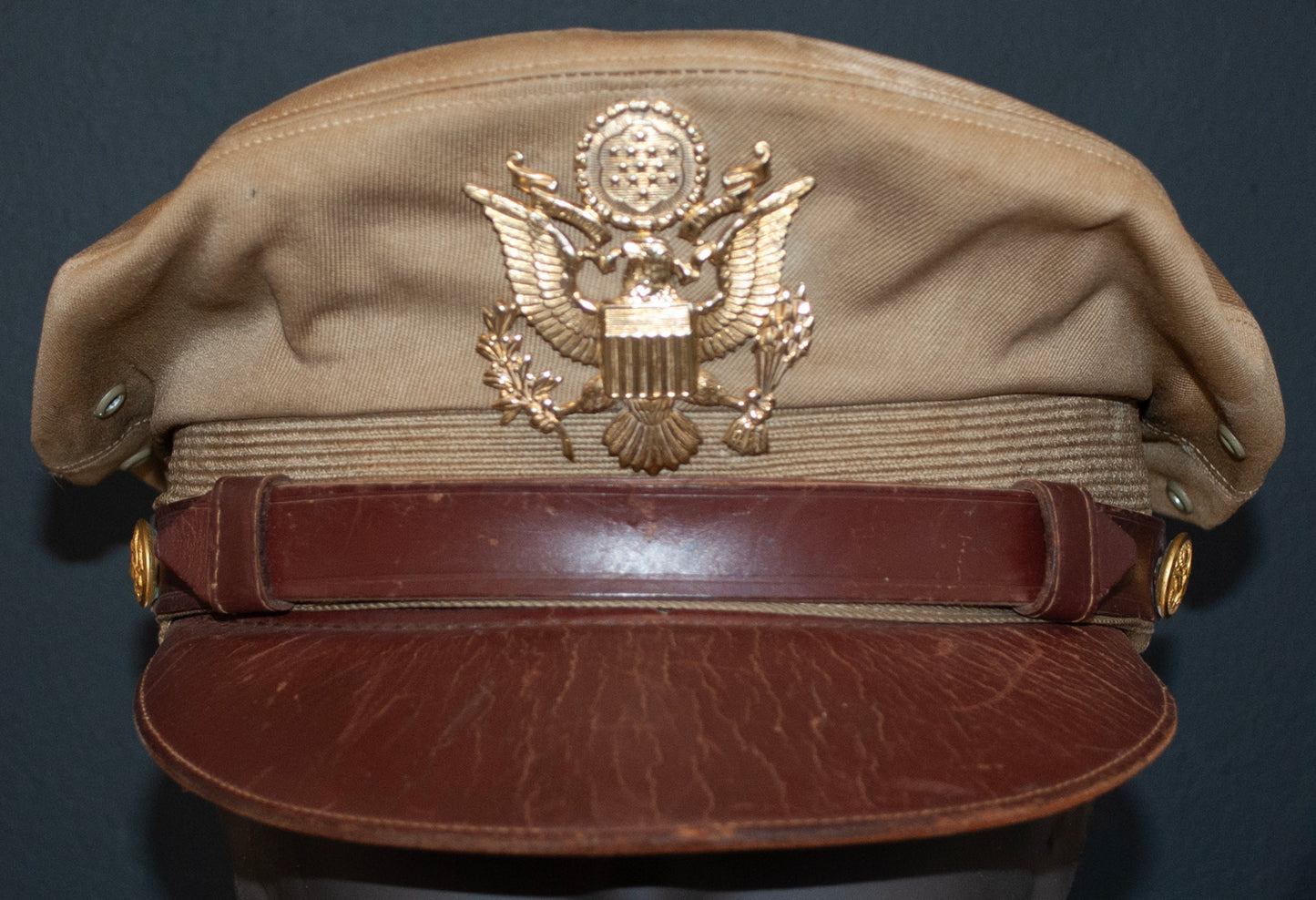 US Army Air Force, USAAF Crusher Pilot Officer WW2 Visor Cap 10"x8" Archival Paper, Original Photograph, unframed.