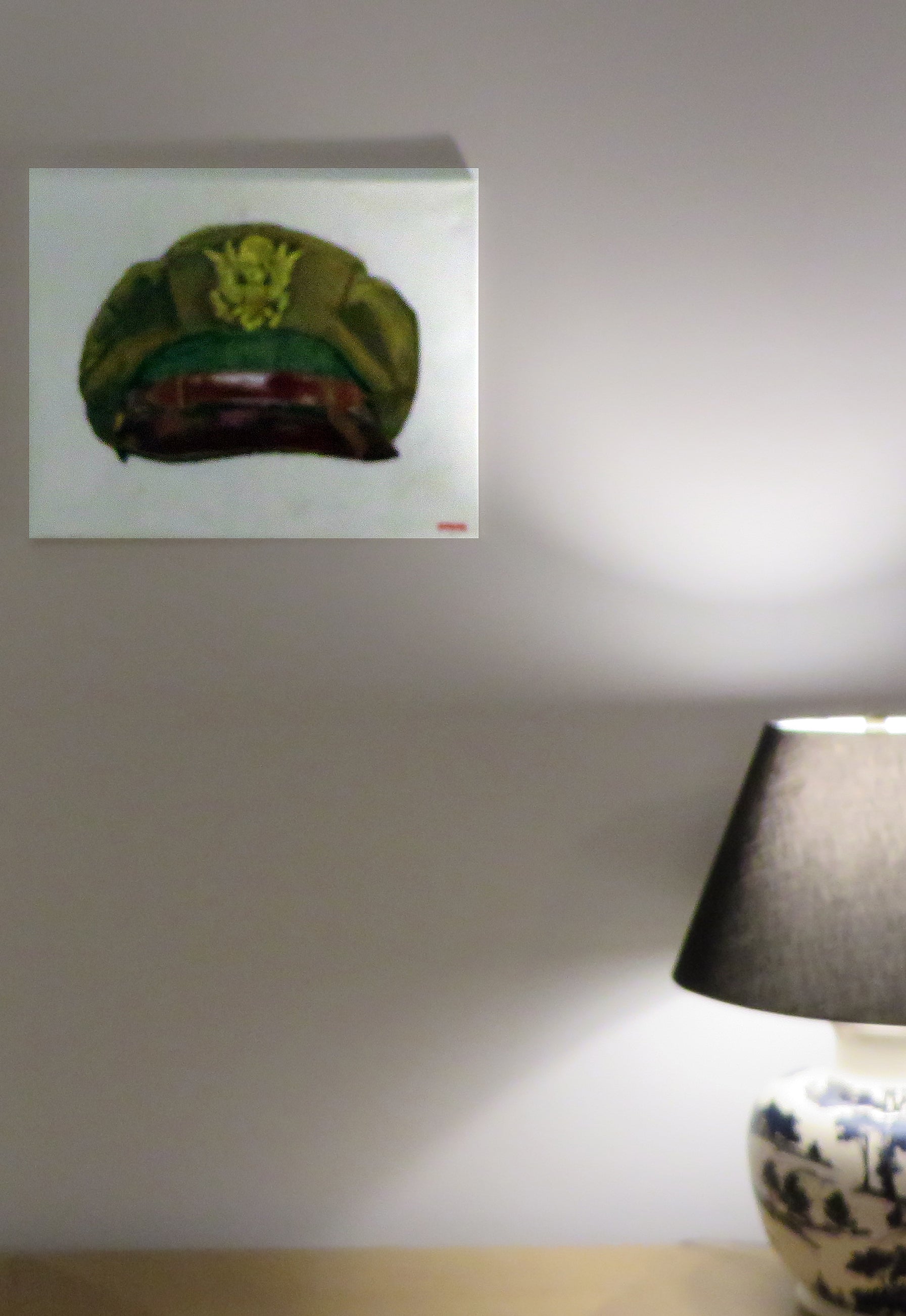 Painting, USAAF, US Army Air Force, Bancroft Crusher Khaki Cap WW2. 16"x20" oil on canvas.