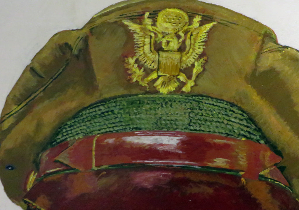 Painting, USAAF, US Army Air Force, Bancroft Crusher Khaki Cap WW2. 16"x20" oil on canvas.