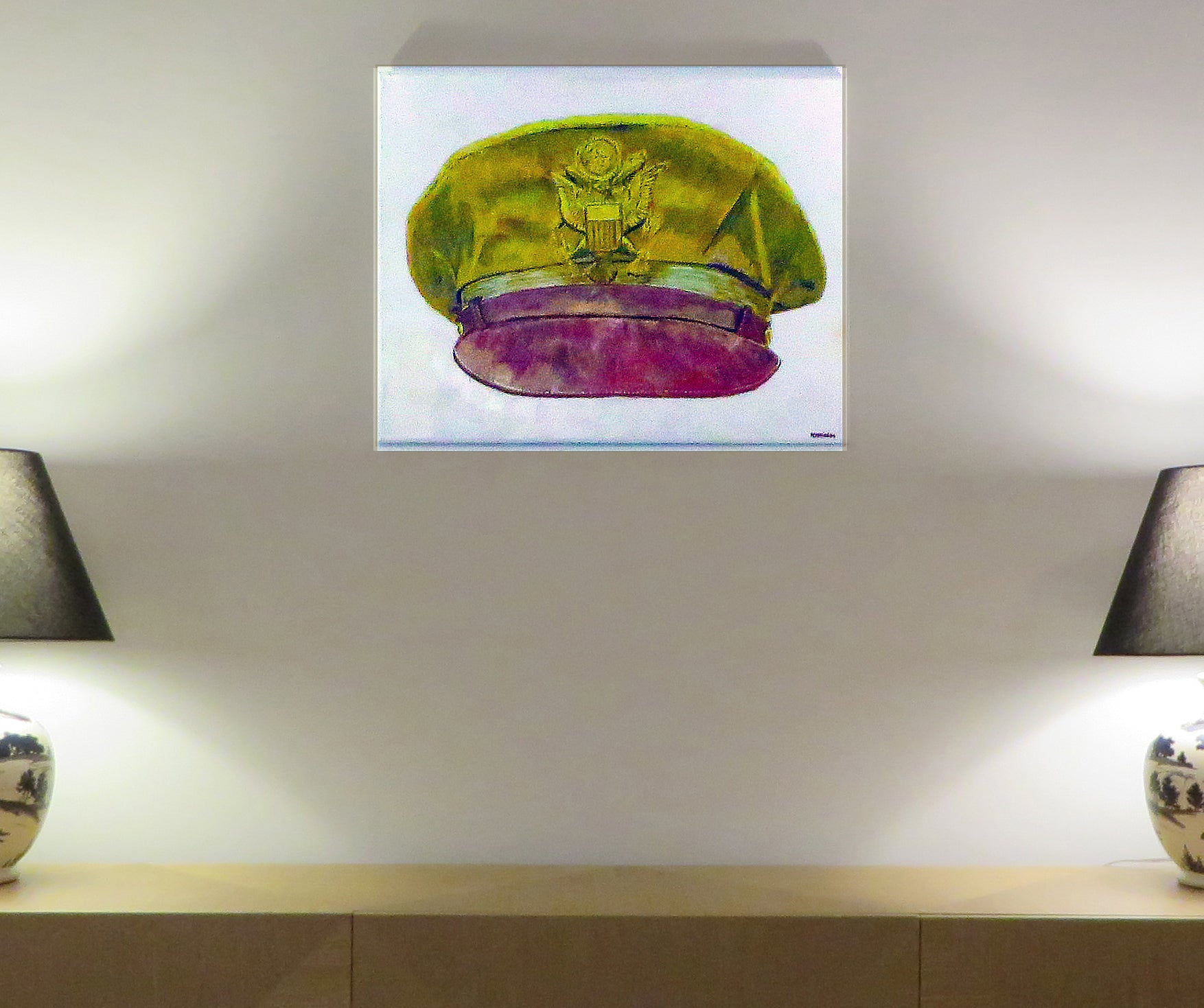 Painting, USAAF Bancroft Crusher Cap WW2 22"x 28" x 1/2", acrylic on canvas