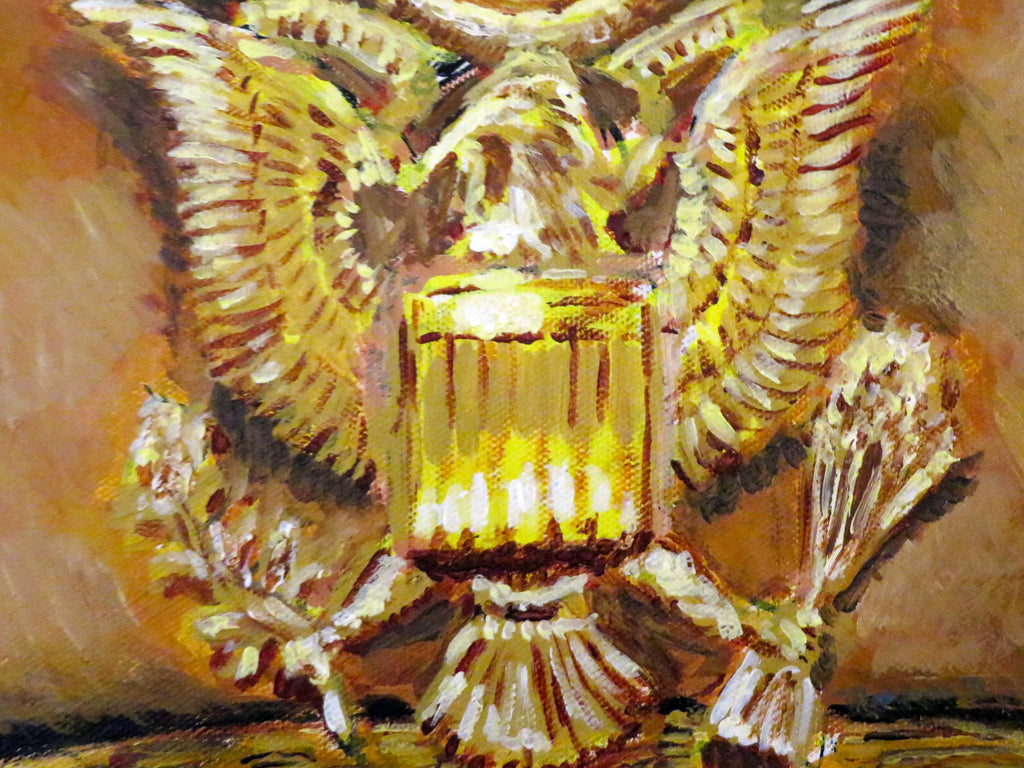 Painting, USAAF Bancroft Flighter Crusher Cap WW2. Acrylic on Canvas. Tropical version. 24"x 30"x1/2" acrylic on canvas.