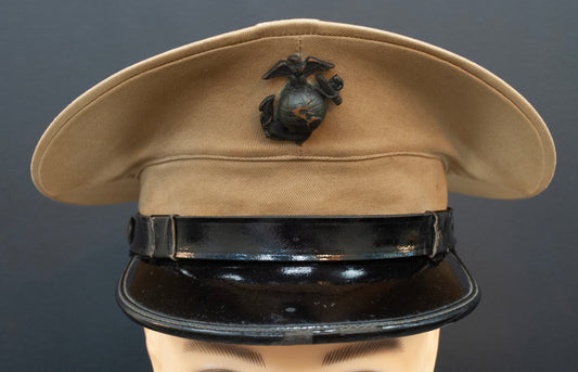 US USMC Marine Corps Officer WW2 Visor Cap 10"x8" Archival Paper, Original Photograph, unframed.