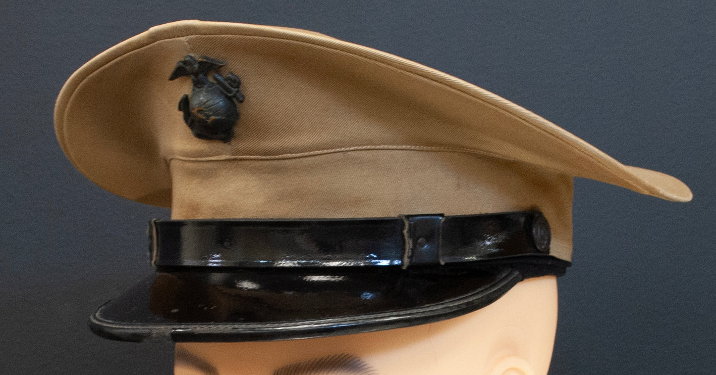 US USMC Marine Corps Officer WW2 Visor Cap 10"x8" Archival Paper, Original Photograph, unframed.