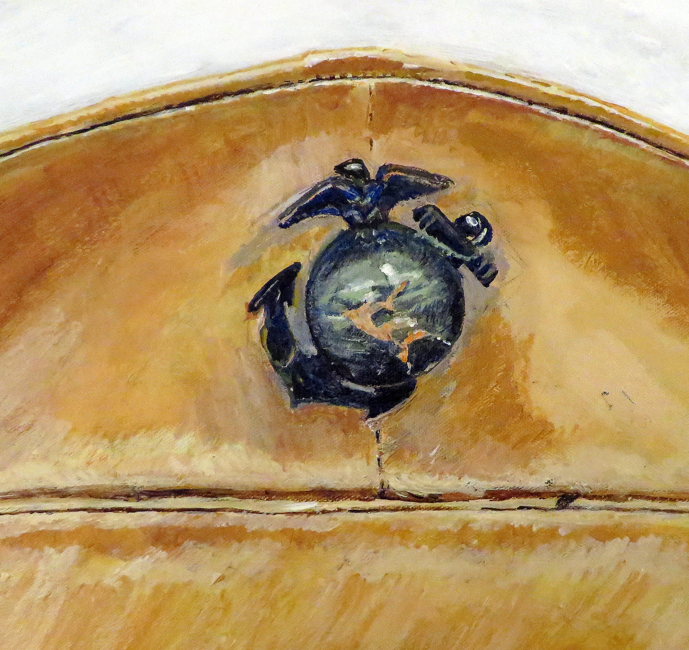 Painting, USMC, US Marine Corps Officer Visor Cap, WW2. 24"x30"x1/2" Acrylic on Canvas