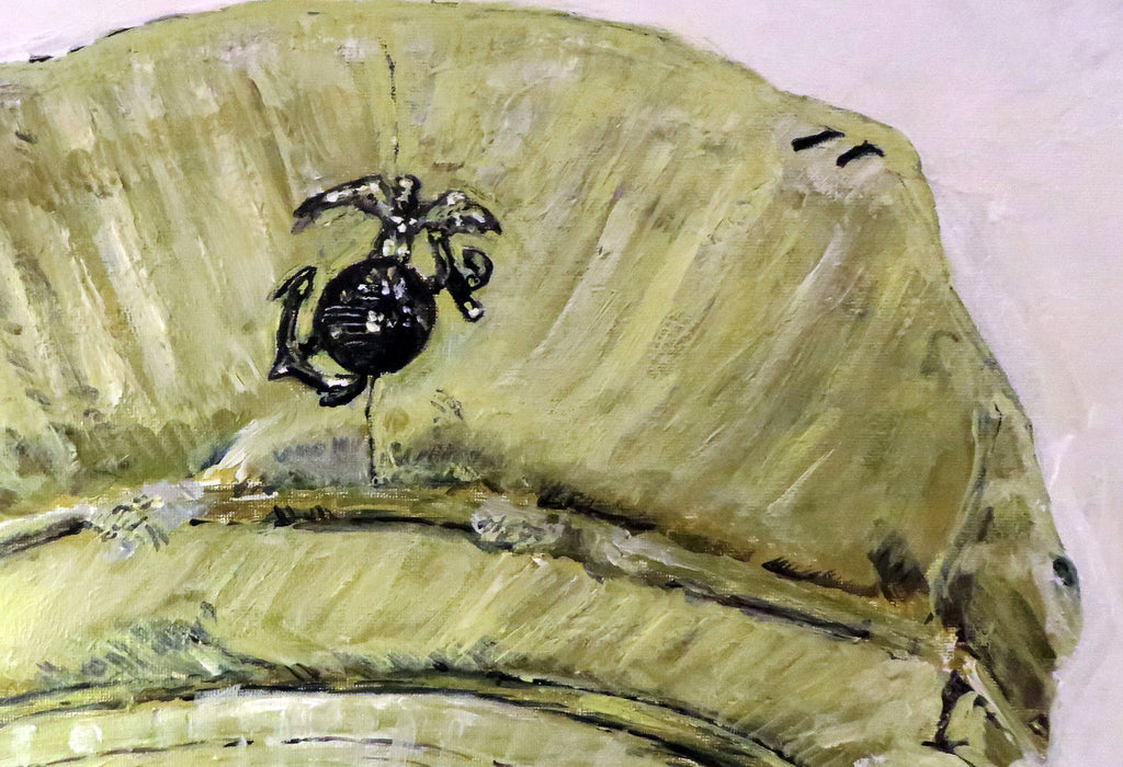 Painting, USMC, US Marine Corps Utility cap.  16"x20" acrylic on canvas panel.