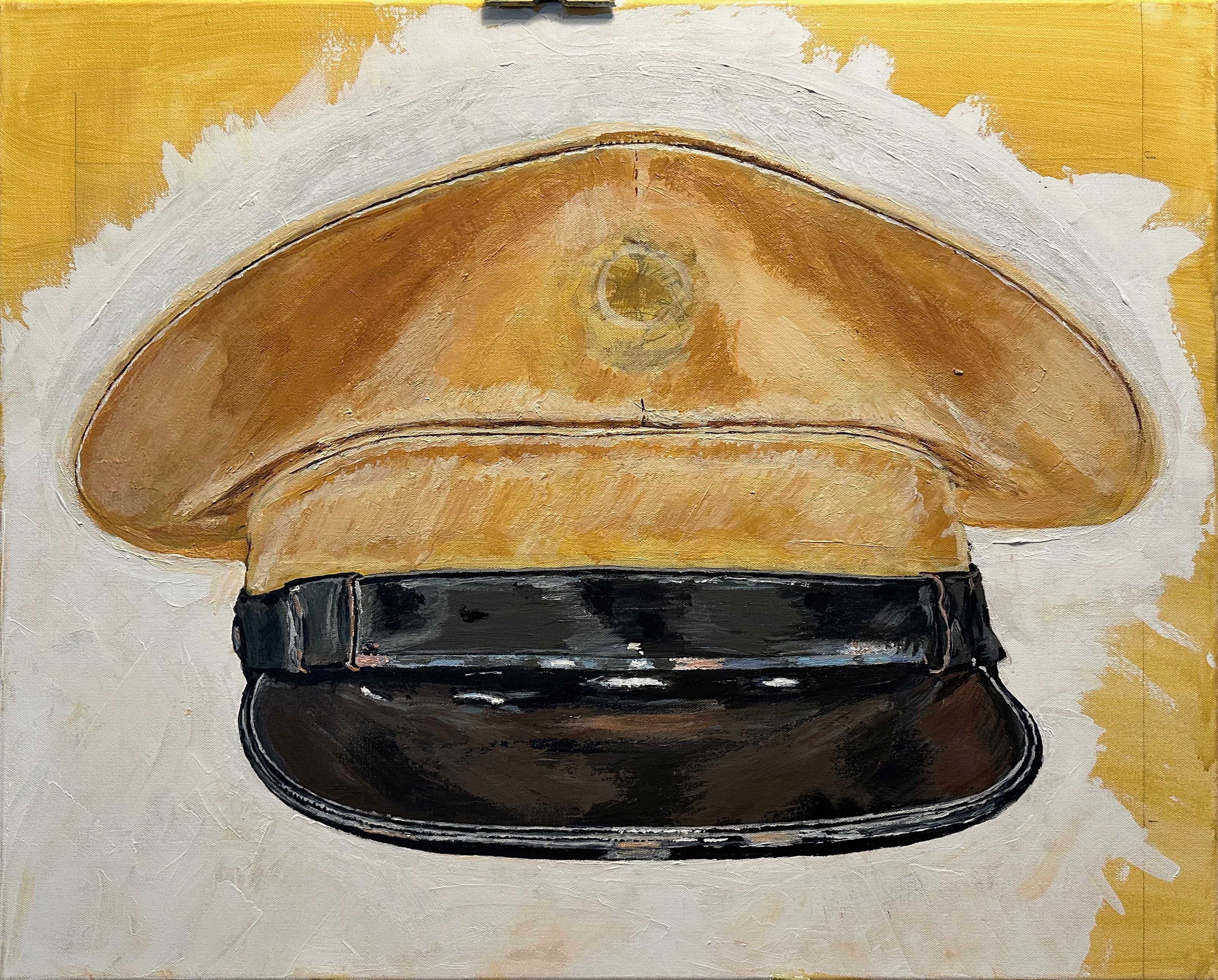 Painting, Royal Air Force, RAF, Ordinary Airman Visor Cap WW2. 22"x28"x1/2" acrylic on canvas.