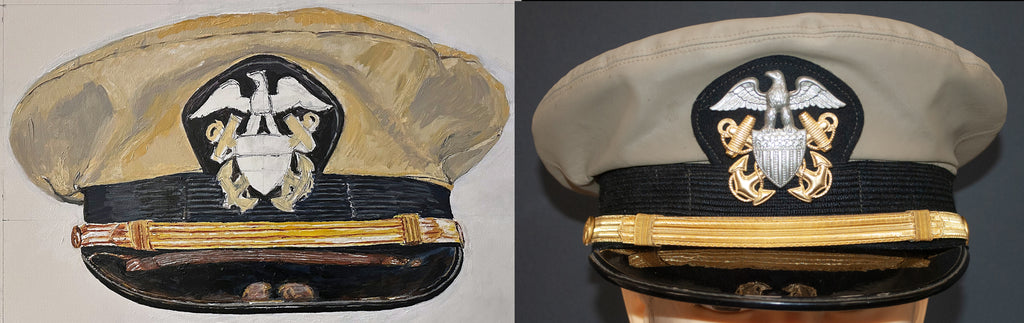 Painting, Royal Air Force, RAF, Ordinary Airman Visor Cap WW2. 22"x28"x1/2" acrylic on canvas.