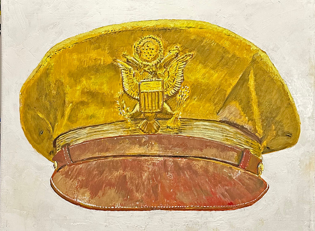 Painting, Royal Air Force, RAF, Ordinary Airman Visor Cap WW2. 22"x28"x1/2" acrylic on canvas.