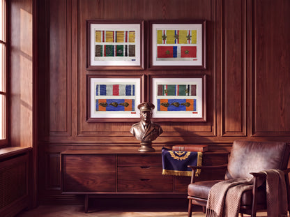 Series of Eight WW2 US Army  Medal Ribbons. Art Print.