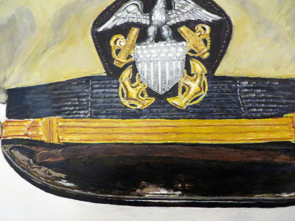 Painting, US Navy Officer Visor Cap WW2. 24"x30"x1/2" acrylic on canvas.