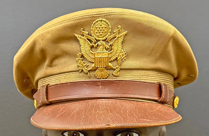 US Army Air Force, USAAF Tropical (light) Crusher Pilot Officer WW2 Visor Cap. Photograph