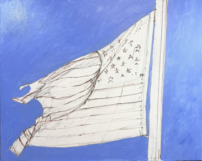 Preliminary drawing for an American flag painting by Laurence Kirwan