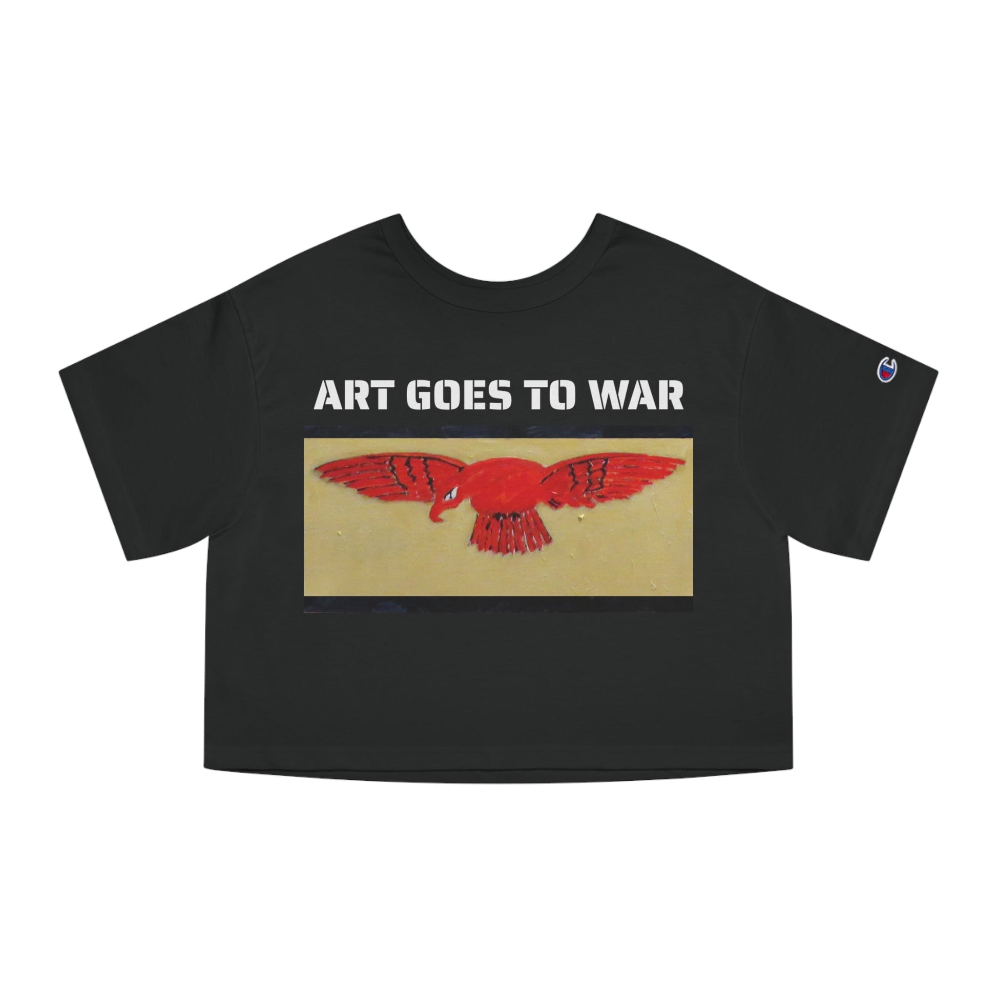 Art Goes to War Cropped Tee — Red Eagle Flying Albatross Graphic Women’s Crop Top - Art goes to War