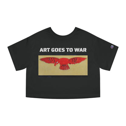 Art Goes to War Cropped Tee — Red Eagle Flying Albatross Graphic Women’s Crop Top - Art goes to War