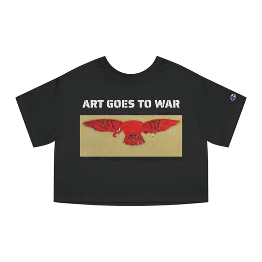 Art Goes to War Cropped Tee — Red Eagle Flying Albatross Graphic Women’s Crop Top - Art goes to War