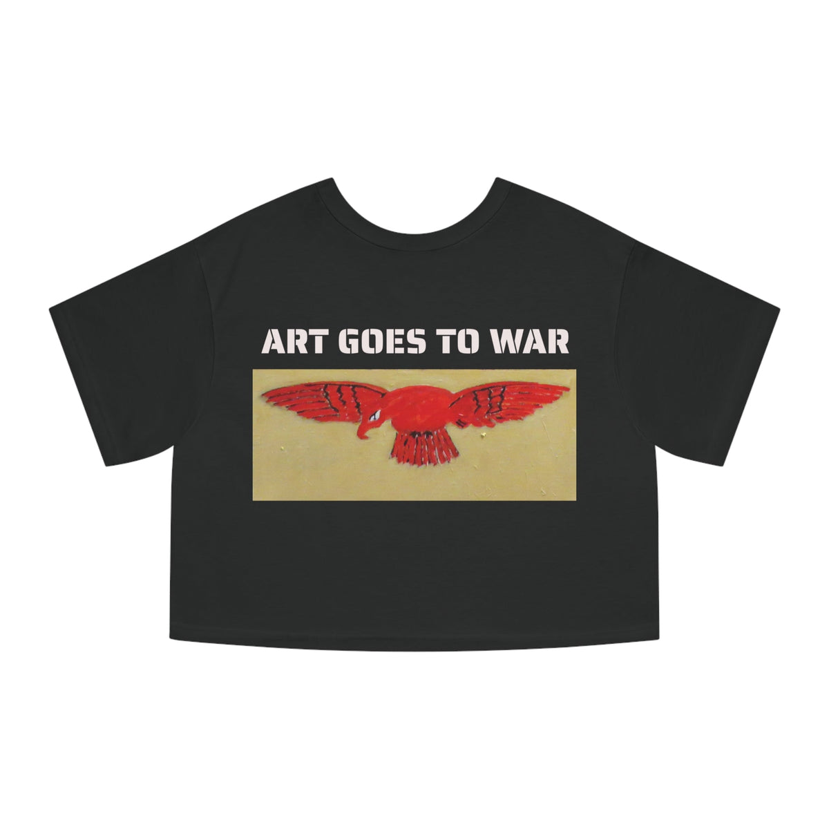 Art Goes to War Cropped Tee — Red Eagle Flying Albatross Graphic Women’s Crop Top - Art goes to War