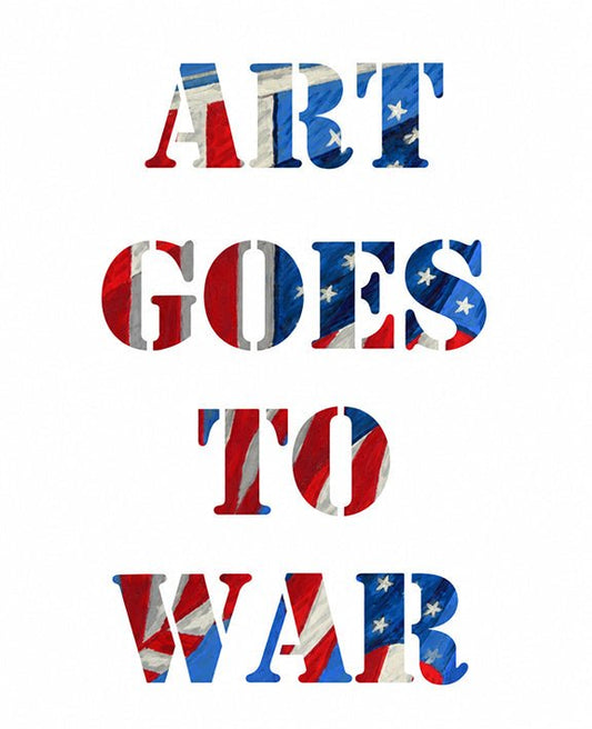 Art print featuring ART GOES TO WAR. Translucent print with Stars & Stripes