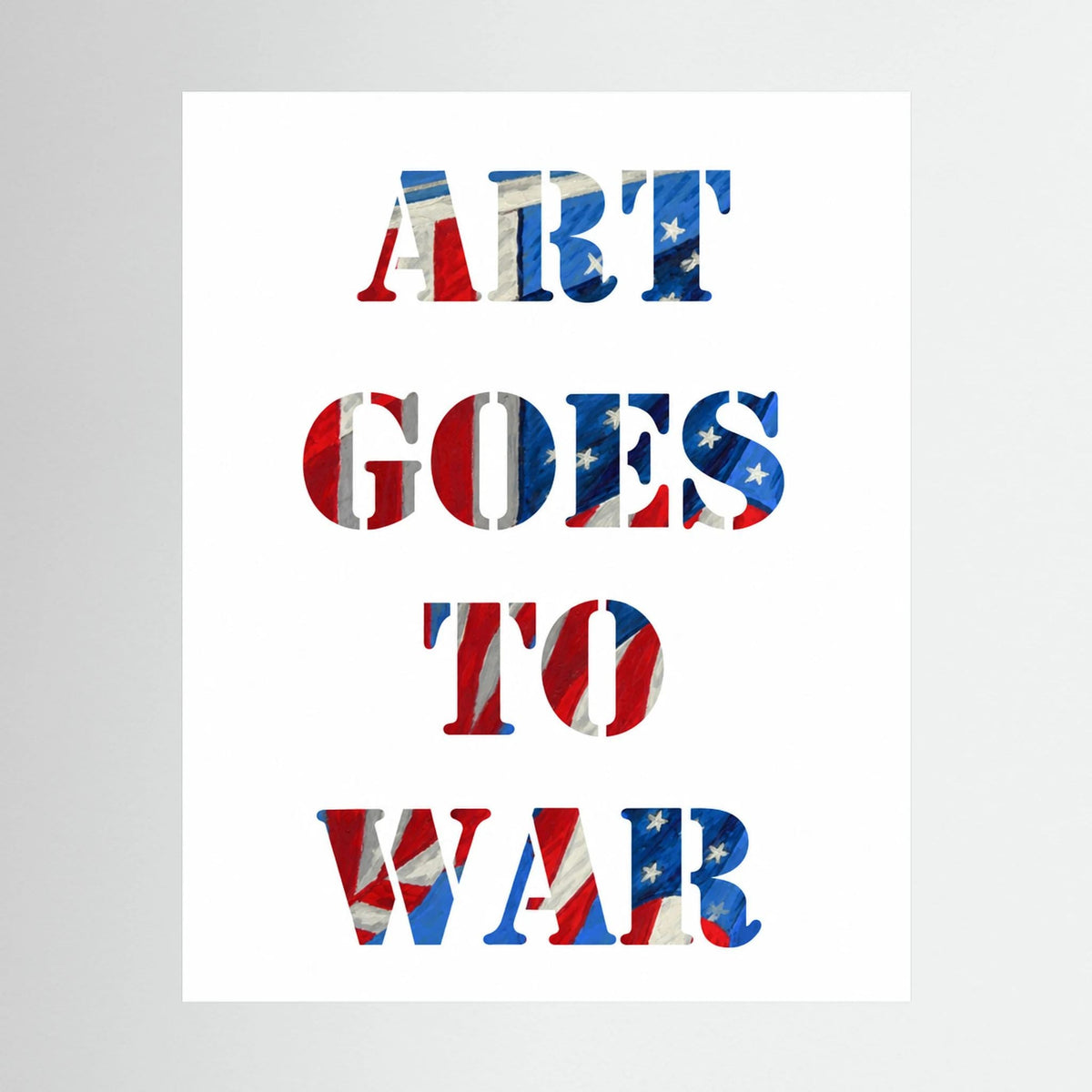ART GOES TO WAR. Translucent print with Stars & Stripes — art print presentation mockup