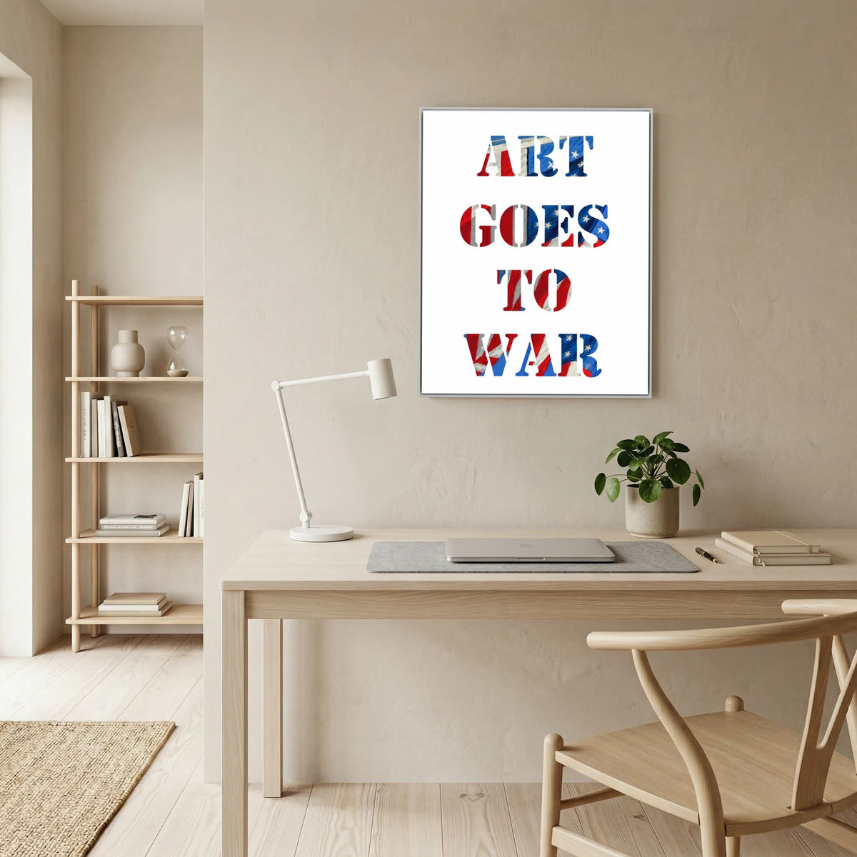 ART GOES TO WAR. Translucent print with Stars & Stripes — art print presentation mockup