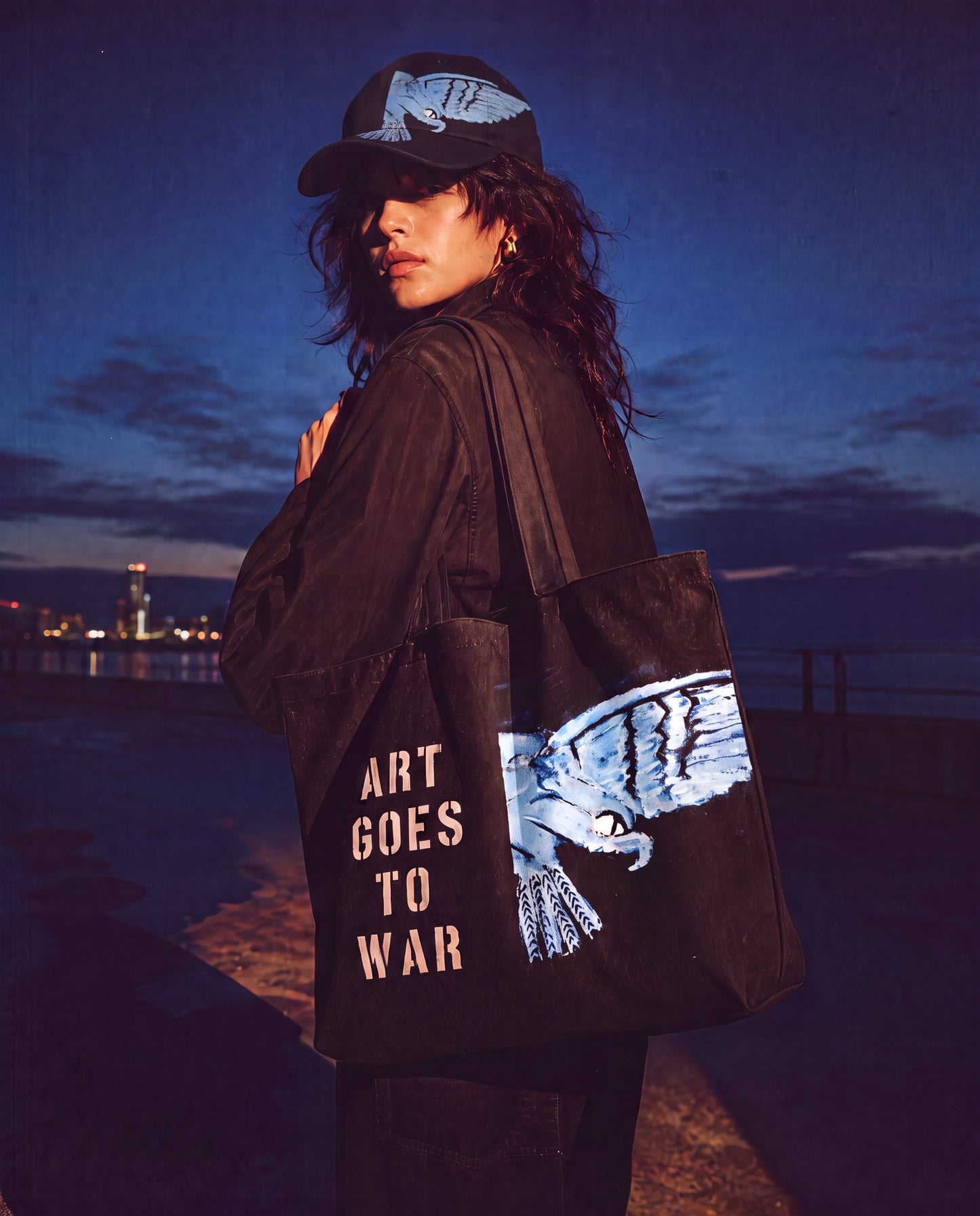 ART GOES TO "WEAR" Tote Bags. Also available with matching visor caps - Art goes to War