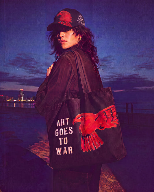 ART GOES TO "WEAR" Tote Bags. Also available with matching visor caps - Art goes to War