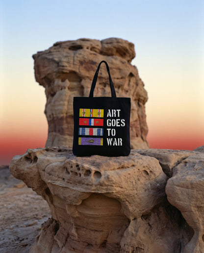ART GOES TO "WEAR" Tote Bags. Also available with matching visor caps - Art goes to War