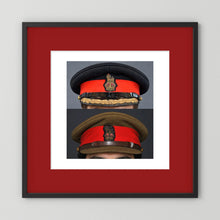 British Army WWII Brigadier Visor Dress and Khaki Caps — composite presentation mockup
