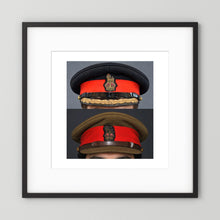 British Army WWII Brigadier Visor Dress and Khaki Caps — composite presentation mockup