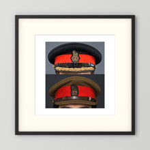 British Army WWII Brigadier Visor Dress and Khaki Caps — composite presentation mockup