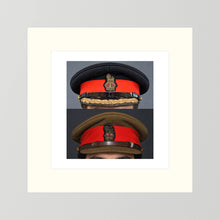 British Army WWII Brigadier Visor Dress and Khaki Caps — composite presentation mockup