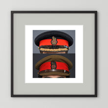 British Army WWII Brigadier Visor Dress and Khaki Caps — composite presentation mockup