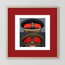 British Army WWII Brigadier Visor Dress and Khaki Caps — composite presentation mockup