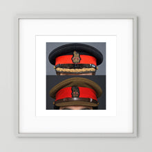 British Army WWII Brigadier Visor Dress and Khaki Caps — composite presentation mockup
