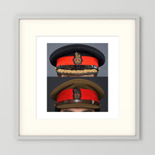 British Army WWII Brigadier Visor Dress and Khaki Caps — composite presentation mockup