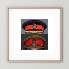 British Army WWII Brigadier Visor Dress and Khaki Caps — composite presentation mockup