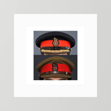 British Army WWII Brigadier Visor Dress and Khaki Caps — composite presentation mockup
