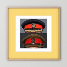 British Army WWII Brigadier Visor Dress and Khaki Caps — composite presentation mockup