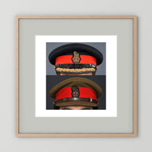 British Army WWII Brigadier Visor Dress and Khaki Caps — composite presentation mockup