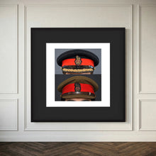 British Army WWII Brigadier Visor Dress and Khaki Caps — composite presentation mockup