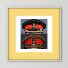 British Army WWII Brigadier Visor Dress and Khaki Caps — composite presentation mockup