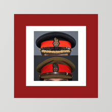 British Army WWII Brigadier Visor Dress and Khaki Caps — composite presentation mockup