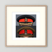 British Army WWII Brigadier Visor Dress and Khaki Caps — composite presentation mockup